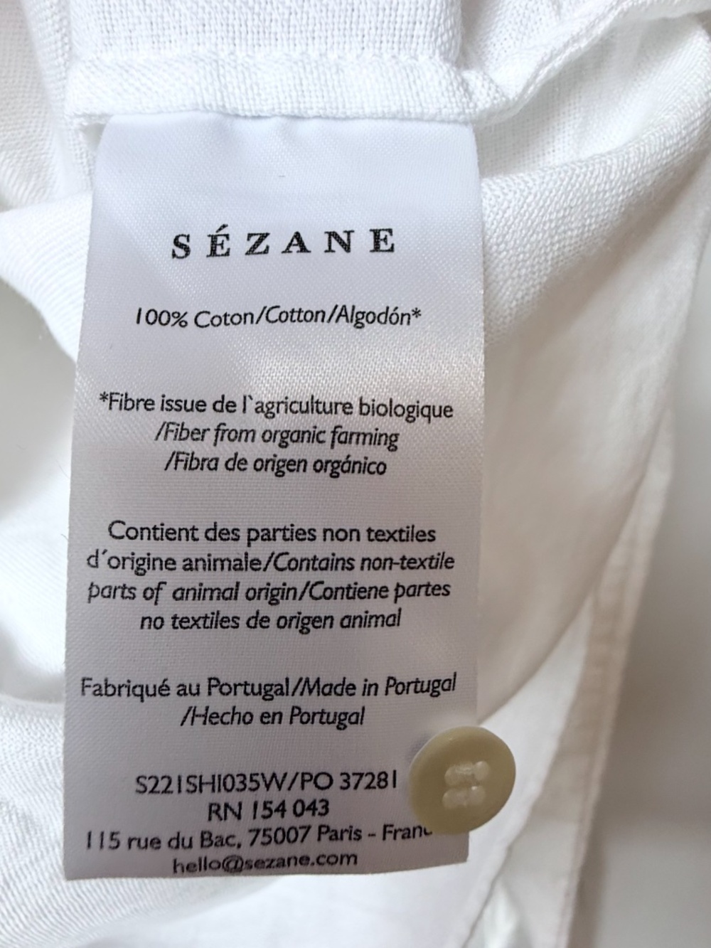 Sezane Max Button Down Shirt Size 34 White Long Sleeve (U) - Picture 8 of 10
